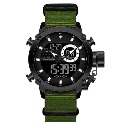 Men'S Sports Watch Multi-Function Strap Chronograph Alarm Date Display LED Backlight Black Sport Style