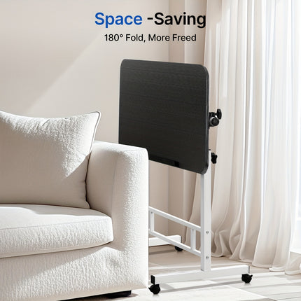 Ergonomic Height-Adjustable Computer Desk Workstation - Dual-Sided White Folding Table ,