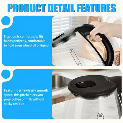 110V High Borosilicate Electric Kettle 33.85-101.44oz Capacity, 1000W Power, Easy Cleaning,