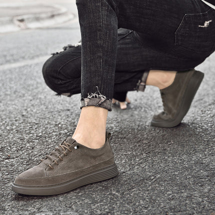 Men's Trendy Solid Skate Shoes, Comfy Non Slip Casual Lace Up Sneakers for Men's Outdoor Activities