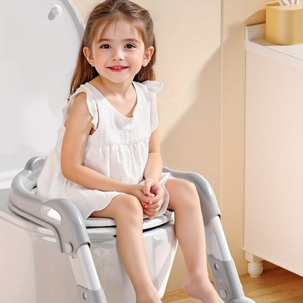 Complete Potty Training Set with Baby Potty Chair & 2-Step Ladder - Adjustable Height Toilet with Stickers,