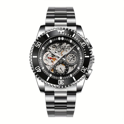 Men's Automatic Mechanical Watch with Luminous & Dual-Sided Hollow Hands