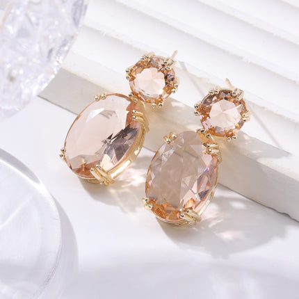 Ins Drop-shaped Rhinestones Earrings Creative Personality Alloy Oval Earrings