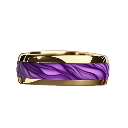 Tall Gold And Purple Stainless Steel Ring