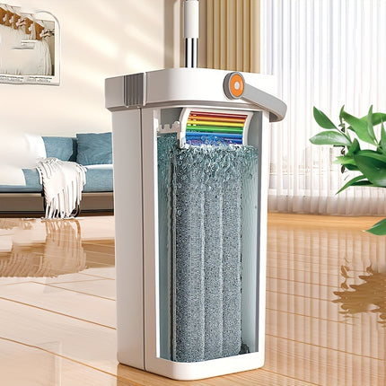 1 Set, Deluxe Seven-Colour Flat Floor Mop Bucket Set - Effortless Hands-Free Mopping,
