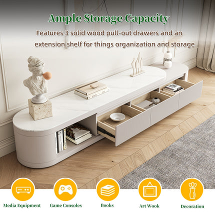 No Assembly Required Modern Adjustable 70.86'' to 122'' L TV Cabinet with Storage Cabinet Entertainment Center
