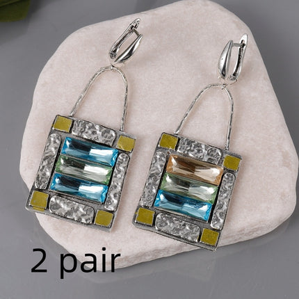 European And American Retro Tribe Crystal Stone Earrings