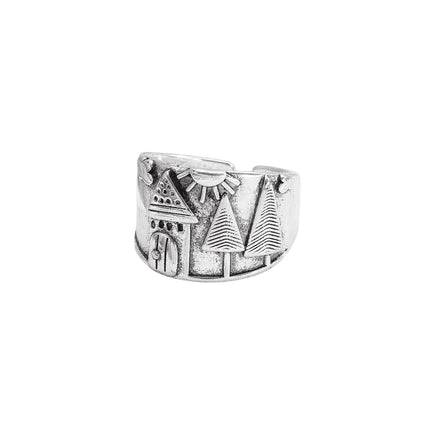 Ethnic-style Vintage Creative Wide-band Distressed Open Womens Ring