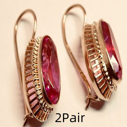 Fashionable Simple 18k Golden Hollow C- Type Red Gem Keel Ear Clip For Women