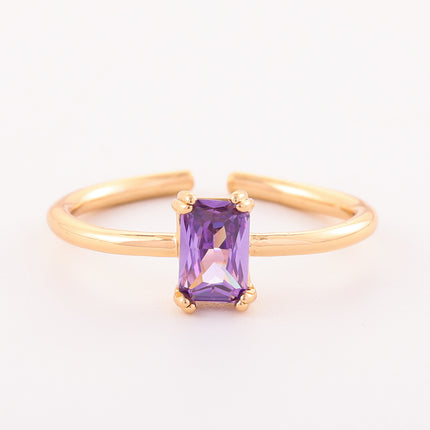 Retro Color Zircon 12th Birthday Stone Ring Simple Bracelet Ring