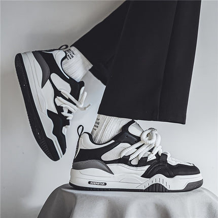 Men's All-Season Thick-Soled Bread Sneakers Low-Top Lace-Up Casual Sports Shoes with Non-Slip