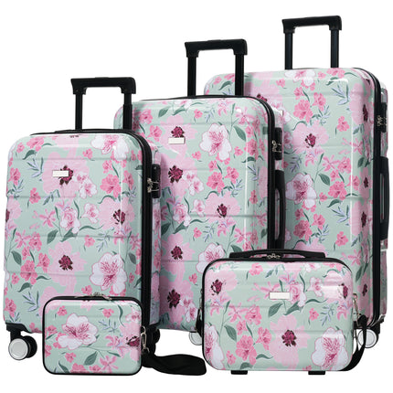 Luggage Sets New Model PC 5pcs, Hardside Lightweight Durable 20' 24' 28' Suitcases  with 8' 14' Cases, Suitcase with Lock Spinner Wheels