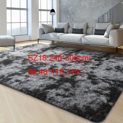 1pc soft plush area Mat, non-slip plush Mat, soft plush bedside Mat, tie dye living room Mat,