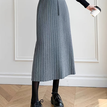 Ladies' Autumn/Winter New Arrival, Elegant High-Waisted A-Line Pleated Skirt