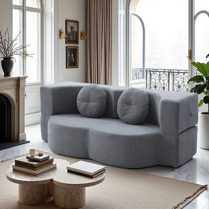 Sofa Bed with Pillow - Portable Space-Saving Convertible Floor Sofa & Mattress Recliner Suitable