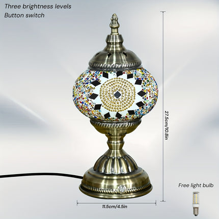 1pc Turkish-Moroccan Mosaic Usb-Powered Table Lamp - Bohemian Stained Glass Nightlight