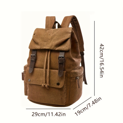Large Capacity Vintage Canvas Backpack, a Classic Casual Bag with Multiple Functional