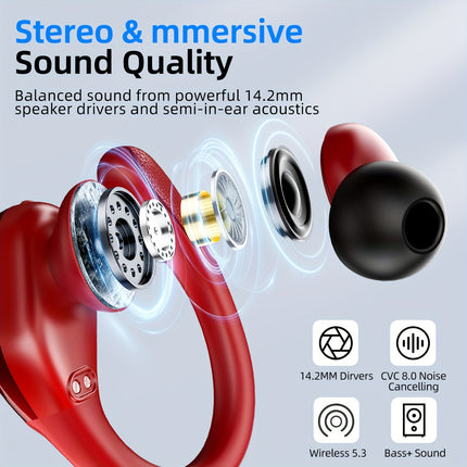 Wireless Earbuds for Running Sports, Wireless Earphones with Earhooks Pure Bass Sound