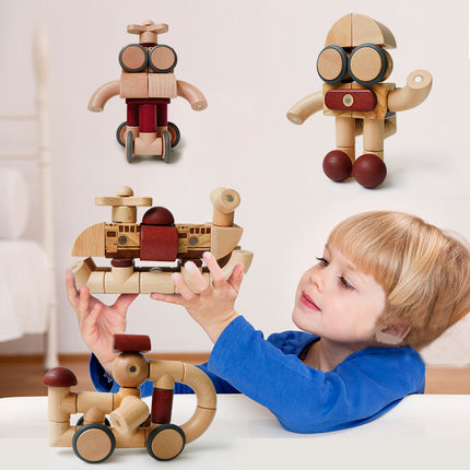 Wooden Magnetic Building Blocks Large Children's Baby Educational Creative Toys