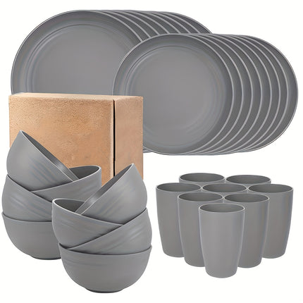 32pcs Plastic Tableware Set, Including Dinner and Side Dishes for Birthday Parties & Restaurants