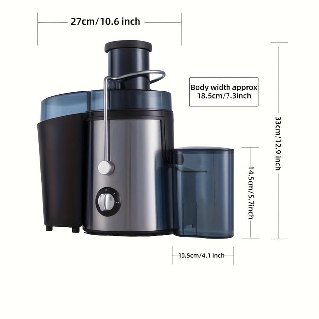 Juicer, Juicer Machine, 400w Centrifugal Juicer Extractor for Fruit & Vegetable, 65mm Feed chute, 3 Speed modes, Easy to Clean, Stainless Steel Body, Pure Juice, Safety Locking, Overheat Protection, Non-Slip Feet, Hard fruit,