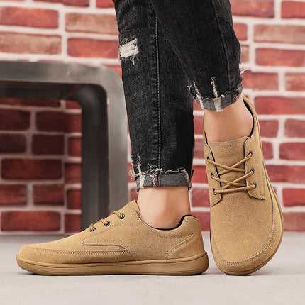 Men'S Wide Barefoot Shoes - Minimalist Lace-Up Casual Sneakers with Cushioned Insole,