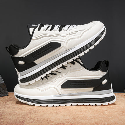 New 2025 Men'S Lace-Up Thick-Soled Sneakers in a Color-Block Design, Perfect for Casual Sports