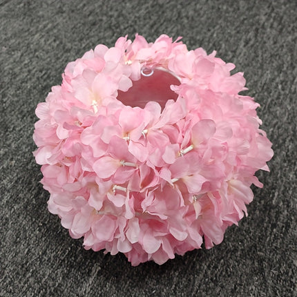 Fabric Three-Dimensional Flower Lampshade Made of Artificial Materials with Everlasting Flowers.
