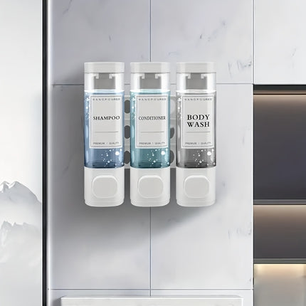 Wall-Mounted Soap Liquid Dispenser, Shower Gel Dispenser, Three-In-One Shampoo And Conditioner Dispenser,