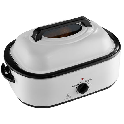 Electric Roaster Oven, 22 QT Turkey Roaster Oven with Self-Basting Lid, 1450W Roaster Oven with Defrost & Warm Function, Adjustable Temp, Removable Pan & Rack, Fits Turkeys Up to 26LBS, White