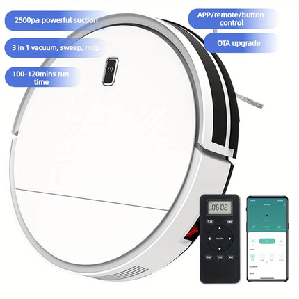 Vacuum/Mop/Sweep Robot Vacuum Cleaner Remote/App/Button Control, 2500pa Suction Power
