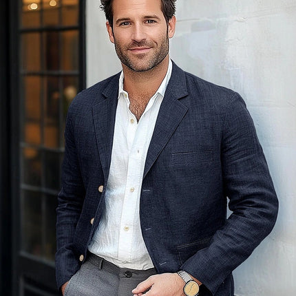 Men's Jacket Casual Cotton And Linen Suit