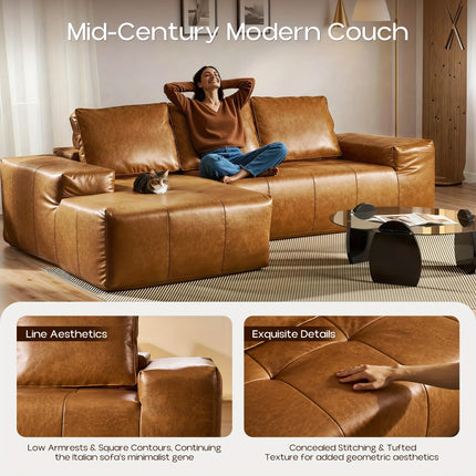 Modern Couch, L-Shaped Sectional Sofa, Oversized Modular Boneless Design with Lounge