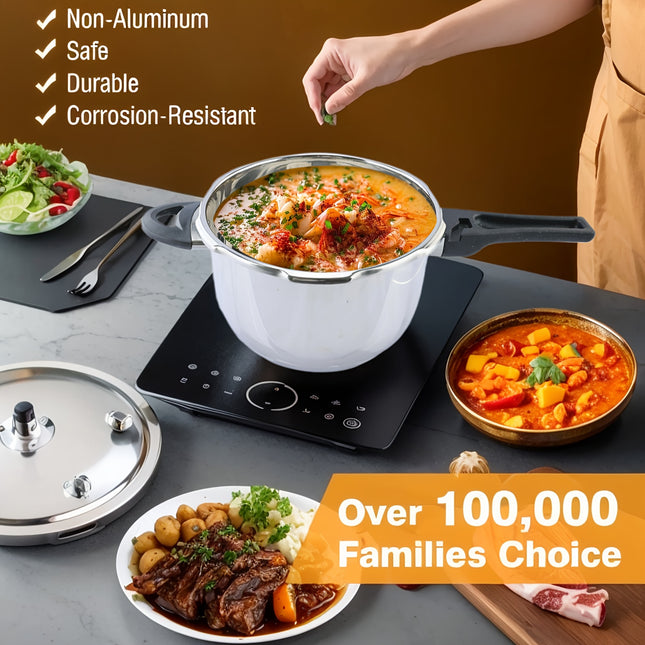 Stainless Steel Thickened Fast Cooking Pot with Protective Design, Suitable for Universal Gas and More