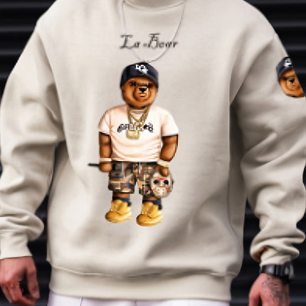 STAY WILD Print Trendy Sweatshirt, Men's Casual Graphic Design Crew Neck Pullover Sweatshirt for Fall Winter