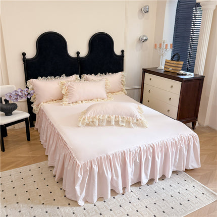 Skin-friendly Cotton Chiffon Lace Embroidery Four-piece Of Bed Skirt