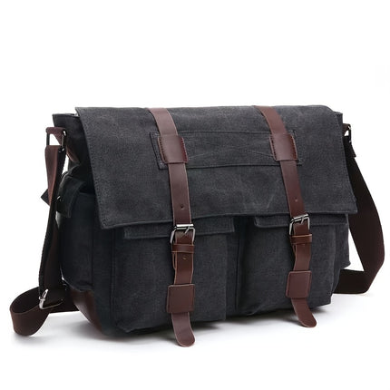 Large Capacity Vintage Canvas Crossbody Bag, Reasonably Partitioned, Durable And Washable Shoulder Bag,