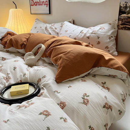 Chemical Fiber Washed Brushed Three - piece Bedding Set - GARDIWALL