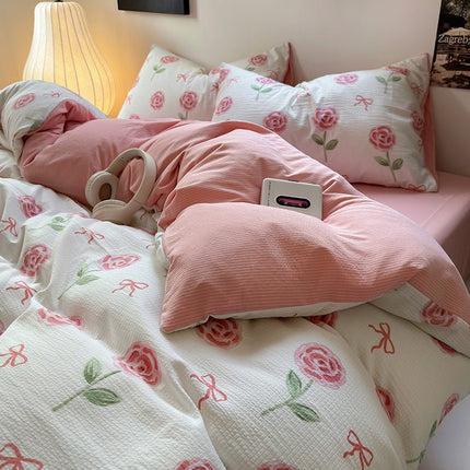 Chemical Fiber Washed Brushed Three - piece Bedding Set - GARDIWALL