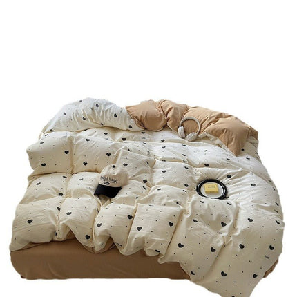 Chemical Fiber Washed Brushed Three - piece Bedding Set - GARDIWALL