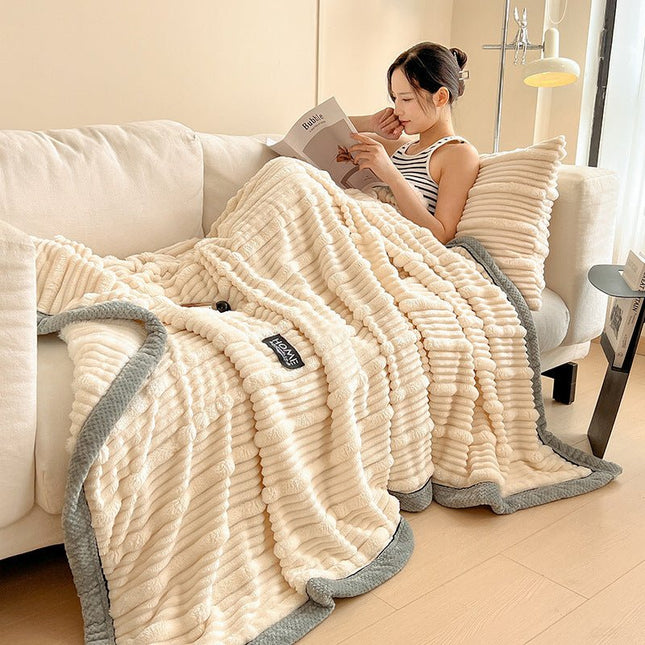 Class A Rabbit Plush Blanket Winter Thick Coral Fleece Blanket - GARDIWALL