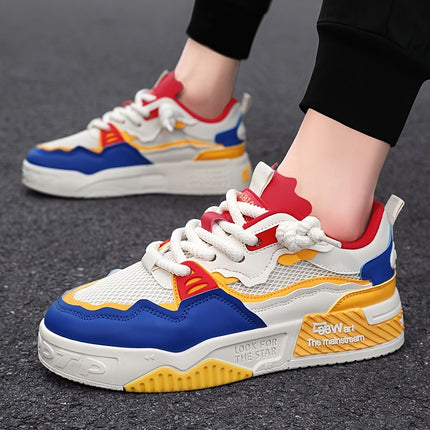 Men'S Skate Shoes - Non-Slip Grip, Easy-Clean Surface, Breathable Lace-Up Sneakers with Cushioned PVC Sole