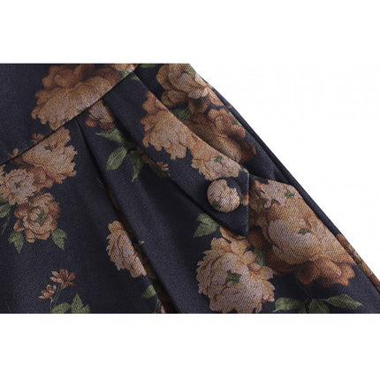 Women's Rabbit Dance (Mi Mi Dance) Print Midi Skirt A-Line Umbrella Skirt with Flared Hem