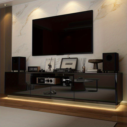 70.8'' W Modern LED TV Stand for Up To 75'' TVs | Media Console with 4 Drawers & Glossy Surface,