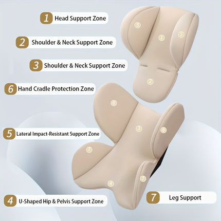 2 P Child Safety Seat Waist Cushion + Headrest Pad, Washable Cover for Stroller