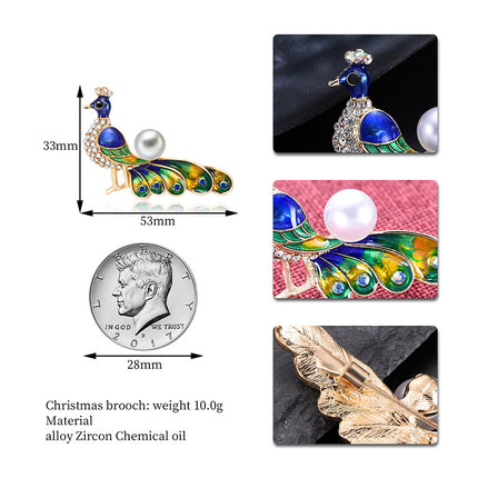 Exquisite Peacock Zircon Animal Brooch Luxury