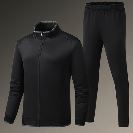 Sports Suit Men's Spring Casual Sports Wear Long Sleeve Open Chest Stand Collar Middle Aged Dad Autumn Coat