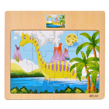 Wooden 12-piece Puzzle Puzzle Infant Children Early Childhood Educational Toys Animal Transportation Wooden Puzzle Toy