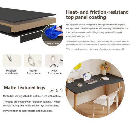 Compact Modern Minimalist Small Home Office Desk & Study Table - Metal Frame