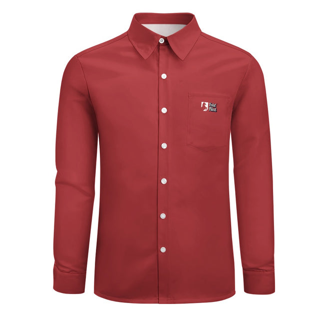 Peach Velvet Casual One Pocket Long Sleeve Shirt